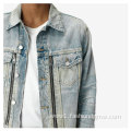 Custom Denim Bomber Jacket Washed Pocket Mens Denim